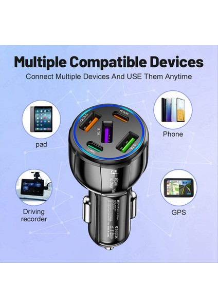 75W Araç Şarj Cihazı USB Type C Hızlı Şarj Güç Adaptörü Hızlı Şarj 3.0 iPhone 14 13 12 Xiaomi 13 Samsung Için (Yurt Dışından) modelleri