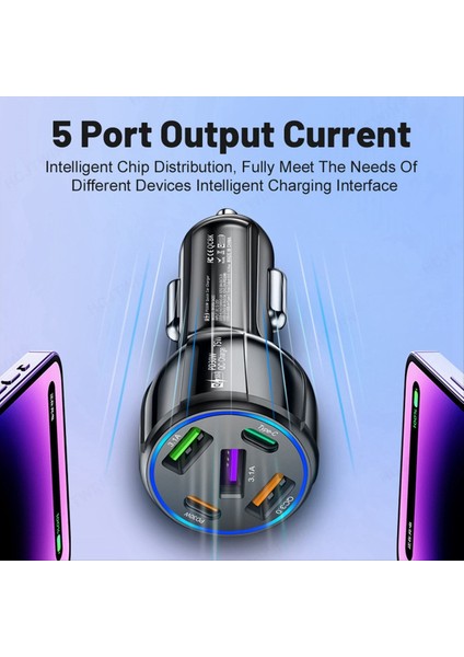 75W Araç Şarj Cihazı USB Type C Hızlı Şarj Güç Adaptörü Hızlı Şarj 3.0 iPhone 14 13 12 Xiaomi 13 Samsung Için (Yurt Dışından) fırsatları