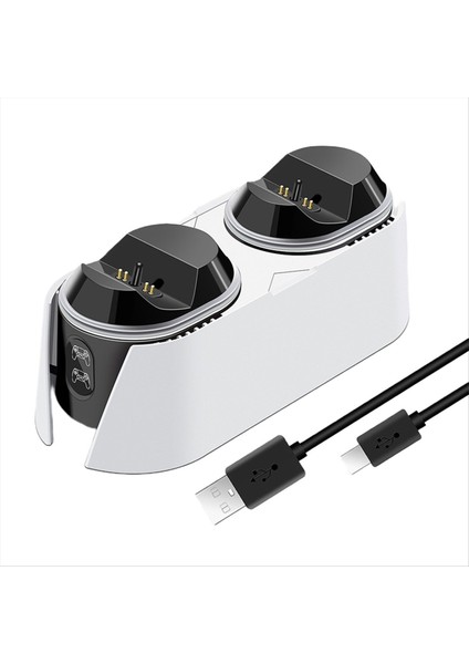 Ps5 Dualsense Için Çift Kontrol Cihazı Şarj Cihazı Şarj Istasyonu Otomatik Kapanma USB Type-C Hızlı Şarj Istasyonu (Yurt Dışından)