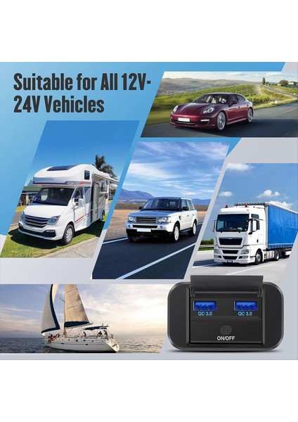 Adet USB Çıkışı 36W Çift Qc3.0 Hızlı Şarj Soketi 12V 24V Rv Anahtar Paneli Araç Şarj Cihazı Deniz Teknesi Atv Motosiklet Için (Yurt Dışından) fırsatları