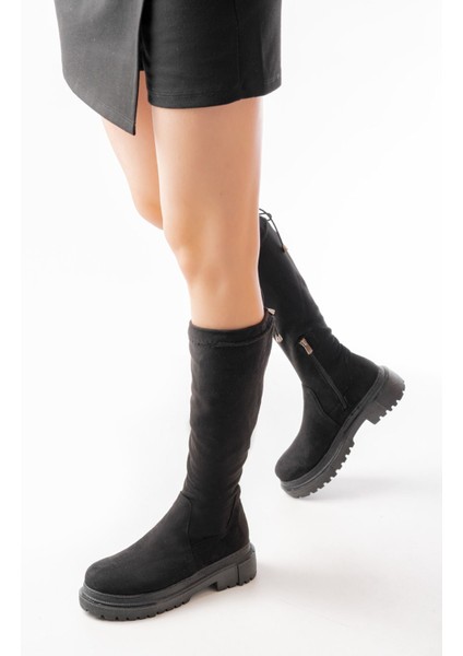 812-2291 Siyah Süet Fermuarlı Günlük Kadın Çizme fiyatları