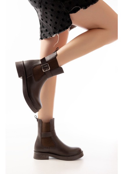 02-2004 Kahverengi Toka Aksesuarlı Lastikli Günlük Kadın Bot fiyatları