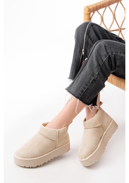 NDR-2850 Bej Süet Içi Kürklü Kışlık Kapalı Burun Kadın Günlük Terlik fiyatları