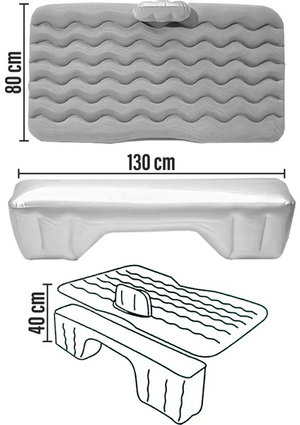 Araç Içi Şişme Yatak Çakmaklık Pompalı 130X80X40 cm Siyah modelleri