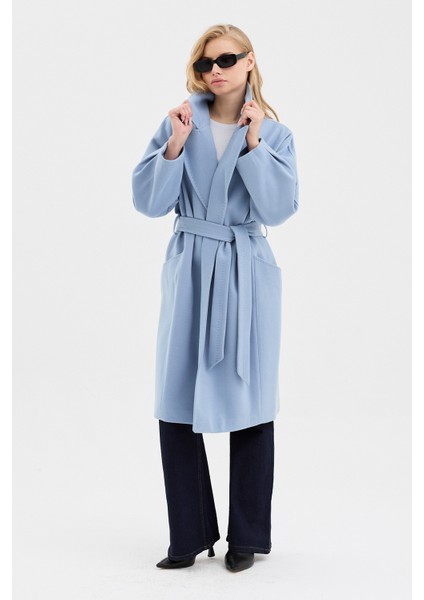 Kadın Oversize Çift Cepli Kısa Kaşe Kaban