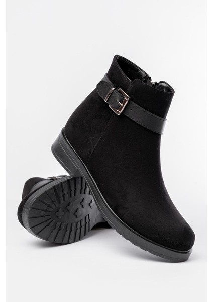 165-204/1 Siyah Süet Toka Aksesuarlı Fermuarlı Günlük Kadın Bot fırsatları