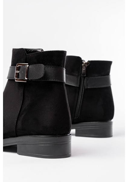 165-204/1 Siyah Süet Toka Aksesuarlı Fermuarlı Günlük Kadın Bot indirimleri