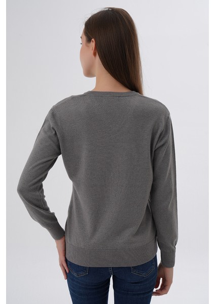 Kadın %100 Organik Pamuk V Yaka Triko Kazak Bluz TRIST-6102 modelleri