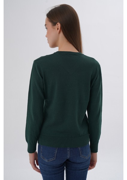 Kadın %100 Organik Pamuk V Yaka Triko Kazak Bluz TRIST-6102 modelleri