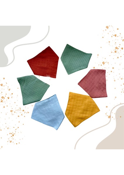 Polykids Organik Pamuk Çift Katlı Müslin Kumaş Iki Çıtçıtlı Bebek Salya Önlük & Fular (6 Adet)