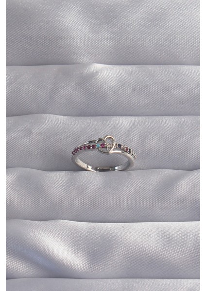 Pirinç Gümüş Renk Renkli Zirkon Taşlı Ayarlamalı Yüzük indirimleri