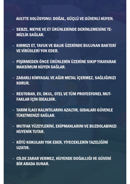 Sebze, Meyve ve Et Ürünleri Temizleme Solüsyonu 5 LT modelleri