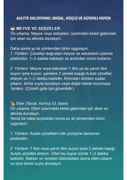 Sebze, Meyve ve Et Ürünleri Temizleme Solüsyonu 5 LT fırsatları