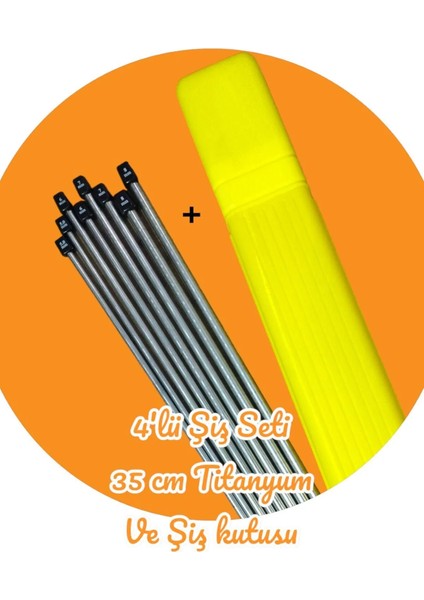 Sultan/yabalı Şiş Kutulu 4'lü Titanyum Örgü Şişi Seti 35 cm 5-6-7 ve 8 Numara