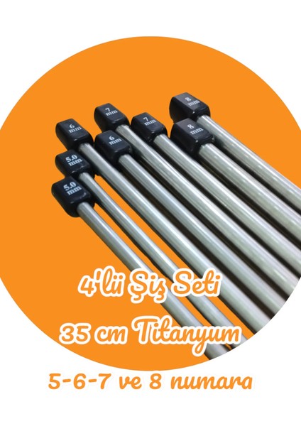 Sultan/yabalı Şiş Kutulu 4'lü Titanyum Örgü Şişi Seti 35 cm 5-6-7 ve 8 Numara fırsatları