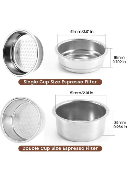 51 mm Basınçlı Espresso Filtre Sepeti (Tek ve Çift Bardak) ve Disk Filtresi - Espresso Makineleri ve Kahve Makineleri Için (Yurt Dışından) fiyatları