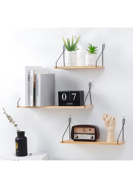 Santkuee Duvar Rafı Ahşap Duvar Asılı Raf Yüzer Raflar Ev Dekoratif Duvara Monte Raf Çok Amaçlı Demir Ahşap Raf A (Yurt Dışından) indirimleri