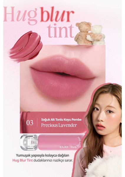 Hafif ve Köpüksü Dokusuyla Pürüzsüz Görünüm Sunan Tint CLIO Hug Blur Tint (003 Precious Lavender)