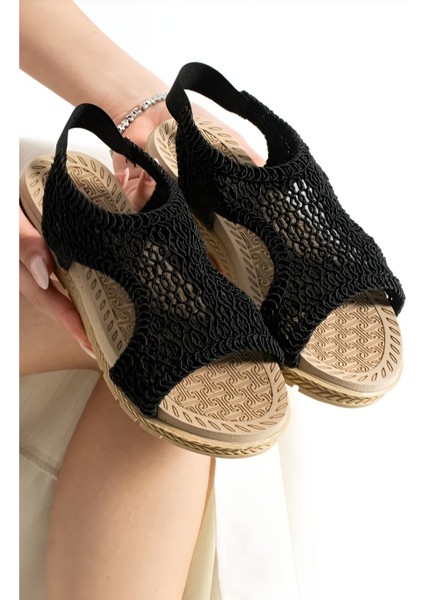 Kadın Dantelli Yazlık Sandalet Arkası Lastikli modelleri