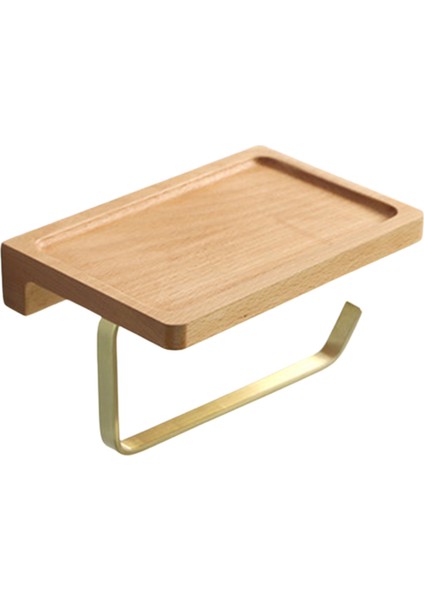 Santkuee Doku Rafı Ahşap Pirinç Kağıt Havlu Askısı Kağıt Tutucu Telefon Raf Mutfak Düzenleyici Banyo Aksesuarları (Yurt Dışından)