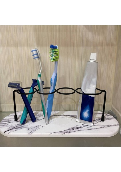 Santkuee Diş Fırçası Tutucu Çok Fonksiyonlu Taban Çerçeve Depolama Rafı Banyo Aksesuarları Diş Macunu Stand Rafı Bardak Tutucu A (Yurt Dışından) indirimleri