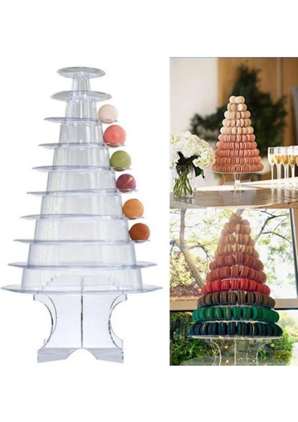 Santkuee Yuvarlak Macaron Kulesi Standı Kek Vitrin Rafı Düğün Doğum Günü Dekorasyon Için Tatlı Kulesi Düğün Parti Malzemeleri (Yurt Dışından) fırsatları