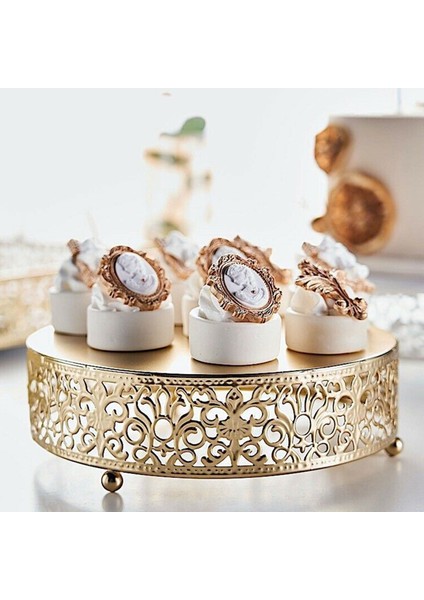 Santkuee Düğün Tatlı Cupcake Kek Standı Ekran Plaka Tepsisi Yuvarlak Düğün Pastası Parti Düğün Doğum Günü Için Standı (Altın) (Yurt Dışından) fiyatları