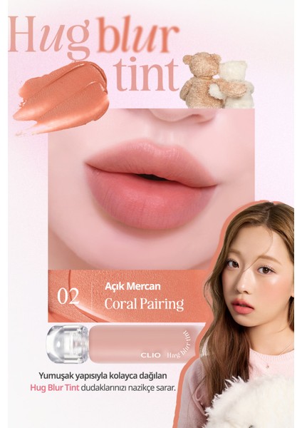 Hafif ve Köpüksü Dokusuyla Pürüzsüz Görünüm Sunan Tint CLIO Hug Blur Tint (002 Coral Pairing)