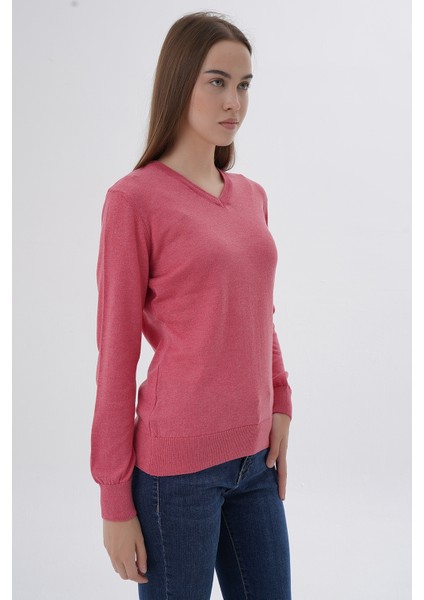 Kadın %100 Organik Pamuk V Yaka Triko Kazak Bluz TRIST-6102 fiyatları