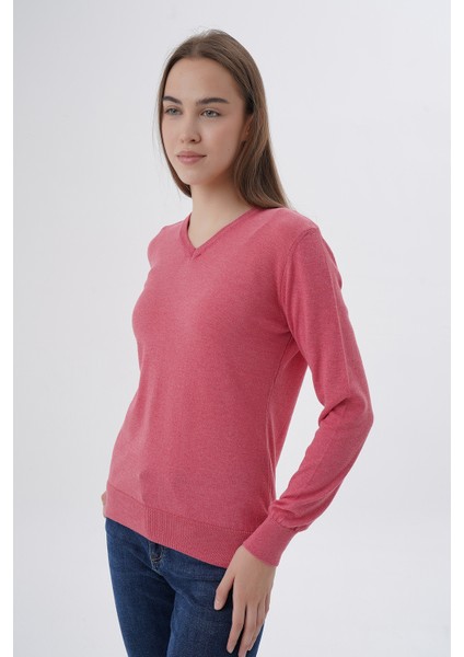 Kadın %100 Organik Pamuk V Yaka Triko Kazak Bluz TRIST-6102 indirimleri