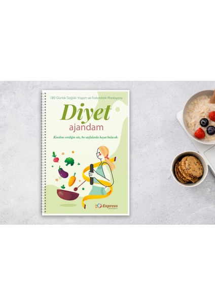 Diyet Ajandam 120 Günlük (86 Sayfa - A4 Ebat - Tam Renkli)