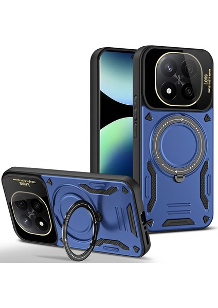 Redmi Note 14 Pro Plus Için Kılıf Kamera Lens Koruyuculu Magsafe Destekli 360 Dönen Halka Standlı Kapak