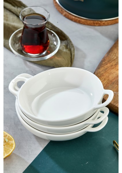 3’lü Porselen Oval Kulplu Meze ve Servis Kasesi Seti 19X15X4,5 cm – Şık Sunum Tabakları modelleri