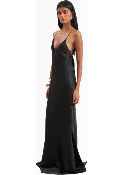 Satin Slinky Cowl Back Gown Saten Maxi Kadın Elbise fırsatları