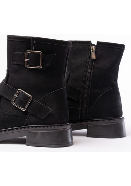 02-2014 Siyah Süet Toka Aksesuarlı Günlük Kadın Bot modelleri