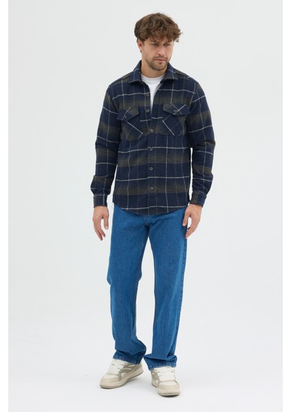 Erkek Oduncu Ekose Desenli Kalın Kışlık Ceket Gömlek Overshirt Shacket