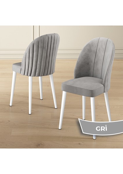 Kaye Serisi MDF 90X168 Beyaz Mutfak Masası Takımı 4 Gri Sandalye modelleri
