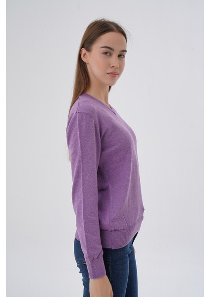 Kadın %100 Organik Pamuk V Yaka Triko Kazak Bluz TRIST-6102 fiyatları