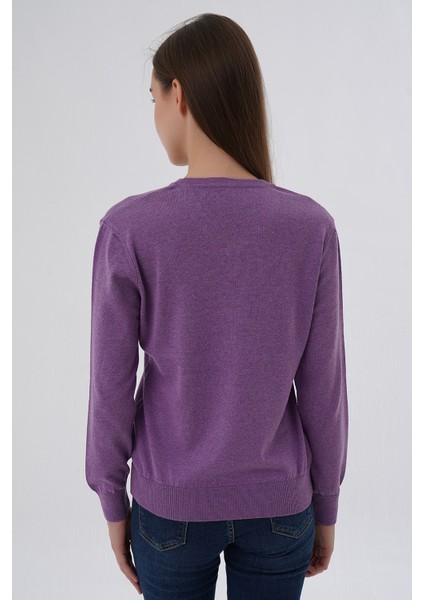 Kadın %100 Organik Pamuk V Yaka Triko Kazak Bluz TRIST-6102 modelleri