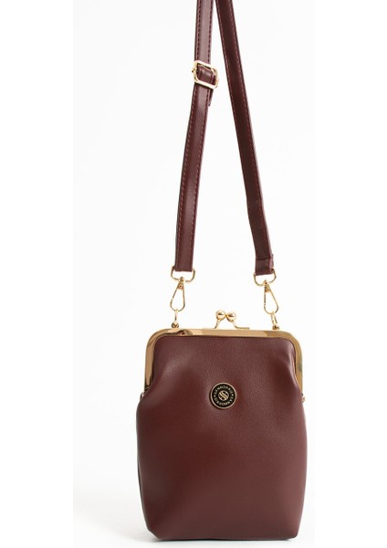 Kadın Burslu Gold Aksesuarlı Ayarlanabilir Çapraz Askılı Suni Deri Omuz ve Çapraz Çanta 1433