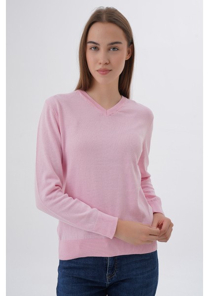 Kadın %100 Organik Pamuk V Yaka Triko Kazak Bluz TRIST-6102 fiyatları