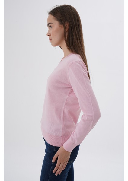 Kadın %100 Organik Pamuk V Yaka Triko Kazak Bluz TRIST-6102 indirimleri