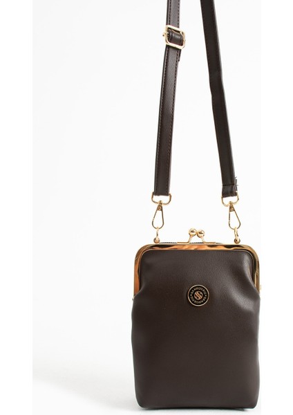 Kadın Burslu Gold Aksesuarlı Ayarlanabilir Çapraz Askılı Suni Deri Omuz ve Çapraz Çanta 1433