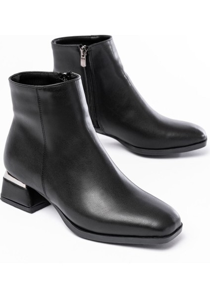 RM-500 Siyah Topuklu Fermuarlı Günlük Kadın Bot modelleri