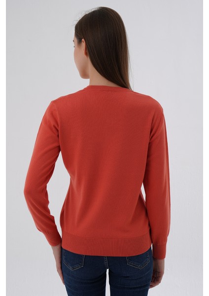 Kadın %100 Organik Pamuk V Yaka Triko Kazak Bluz TRIST-6102 modelleri