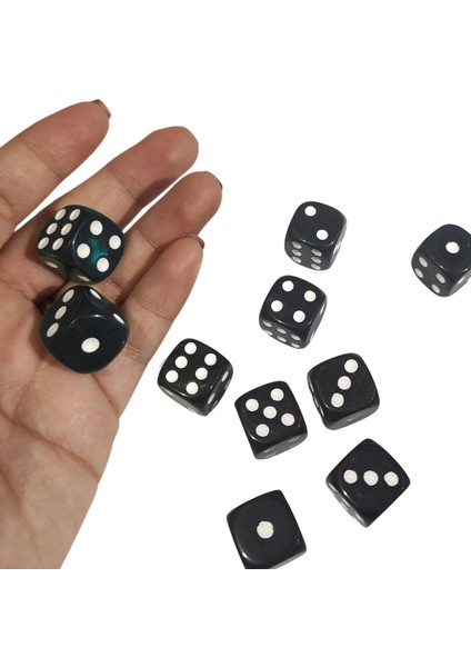 Siyah Okey Zarı Renkli Masa Oyunları Zarı - 2 Adet