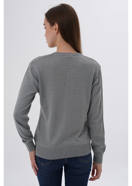 Kadın %100 Organik Pamuk V Yaka Triko Kazak Bluz TRIST-6102 fırsatları