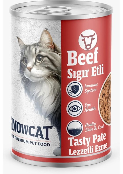 6 Adet Snow Cat Premium Kıyılmış Sığır Etli Kedi Konservesi 400 G