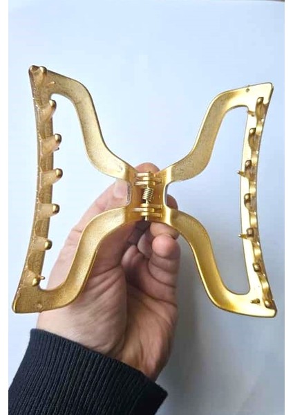 Simli Oval Model Hardal Renk 11 cm Kadın Mandal Saç Tokası - Şık ve Dayanıklı fırsatları