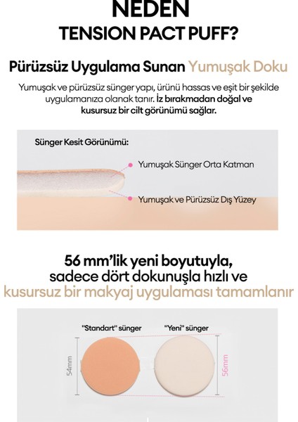 İnce ve Eşit Uygulama Sağlayan Makyaj Süngeri Tension Pact Puff (Fitting)